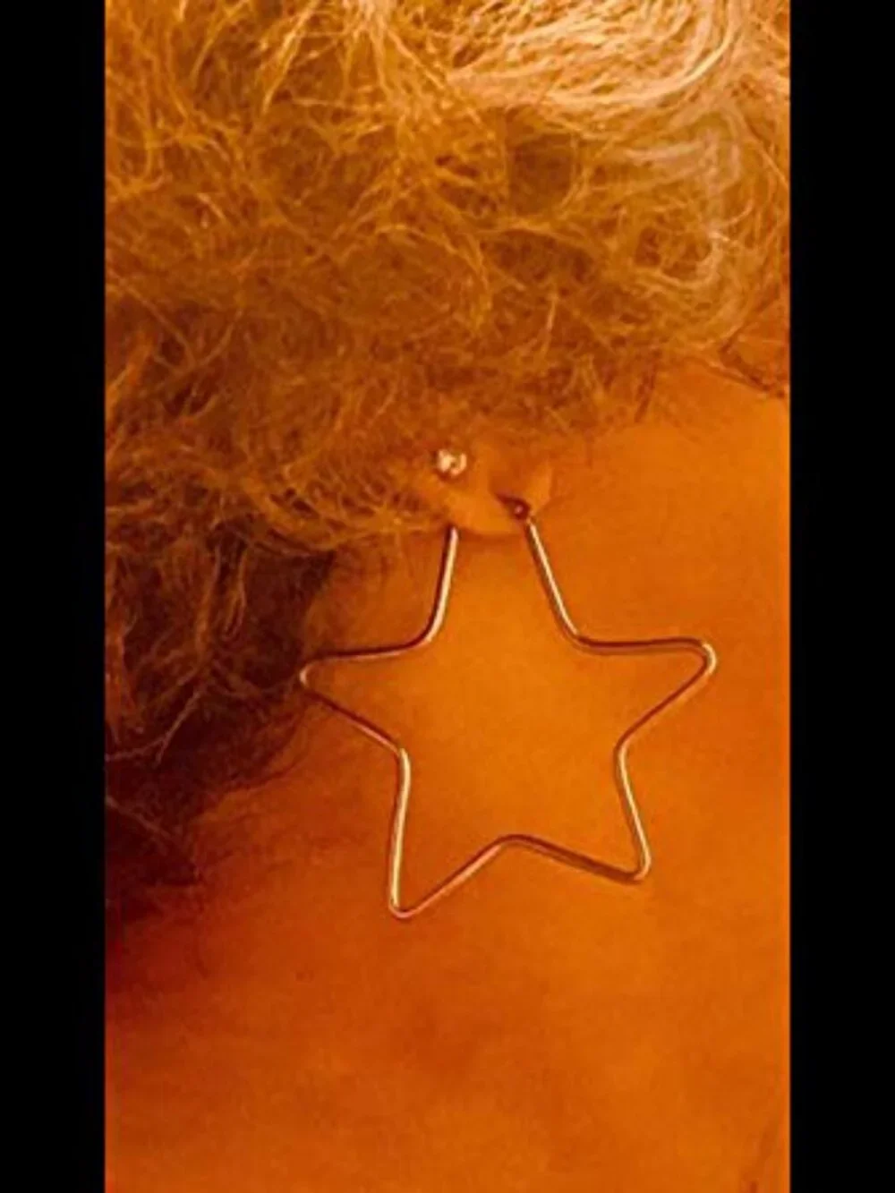 Stainless Steel Star Hoop Ears Large Shaped High Polished Dangle Earings